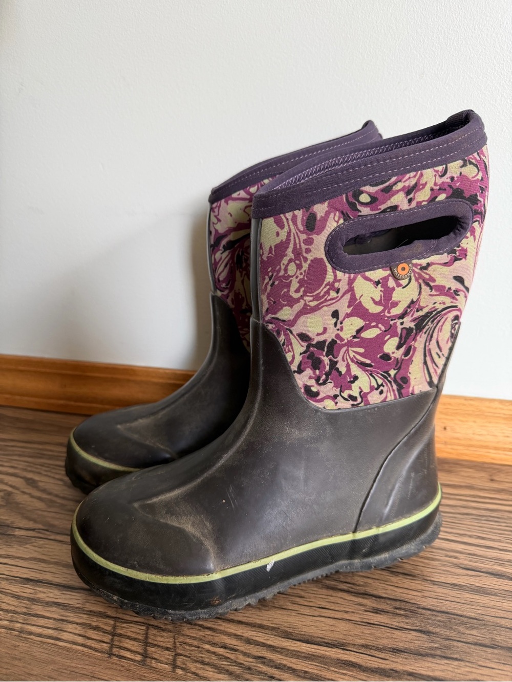 Bogs Kids Purple Patterned Waterproof Rain Boots